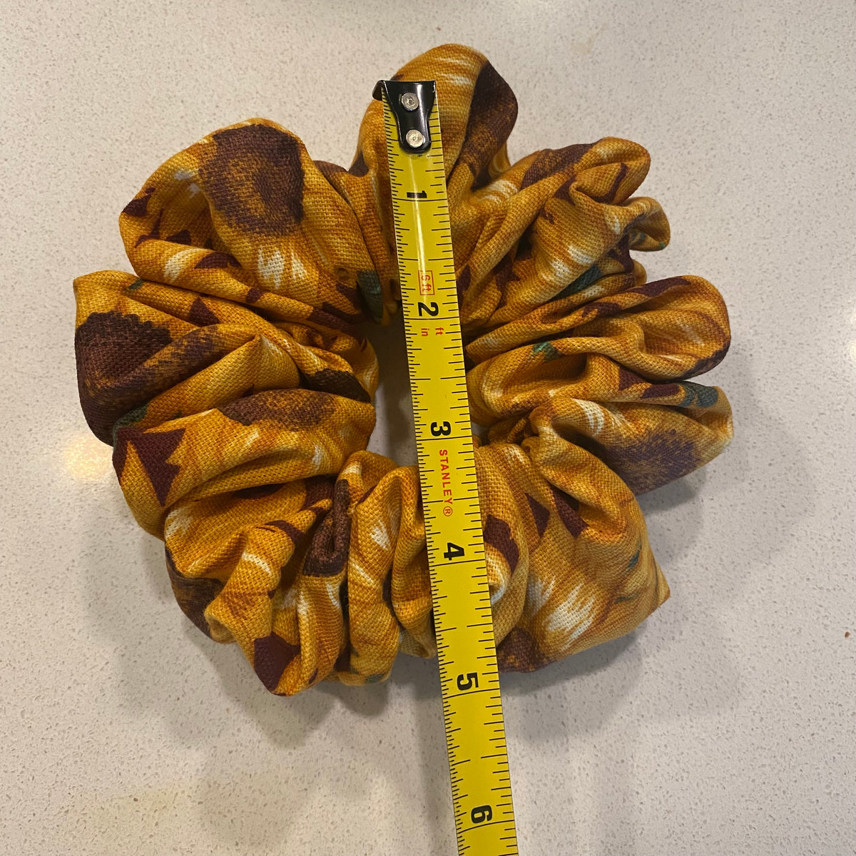 Handmade Sunflower Print Cotton Hair Scrunchie - Medium