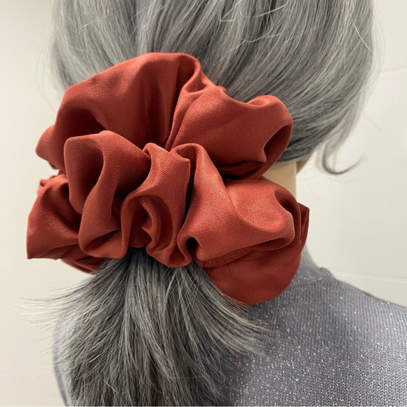 Satin Hair Scrunchie. Orange Rust XXL