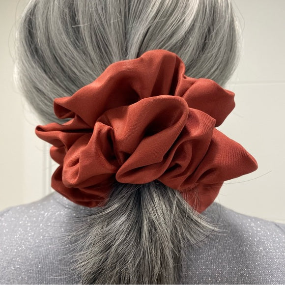 Satin Hair Scrunchie. Orange Rust XXL