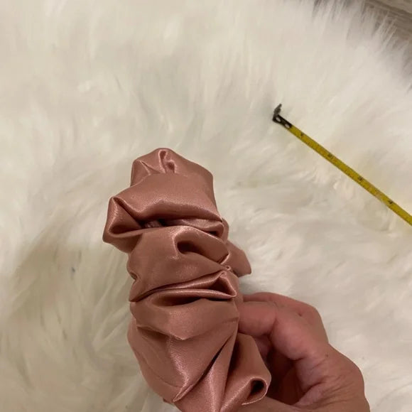 Poly Satin Hair Scrunchie. Rose Pink. Medium