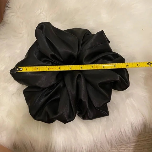 XXL Black Satin Scrunchie – Extra Large 100% Polyester Hair Accessory for Ponytails & Buns