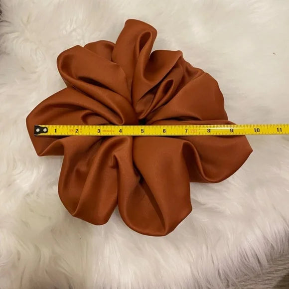 Satin Hair Scrunchie. Orange Rust XXL