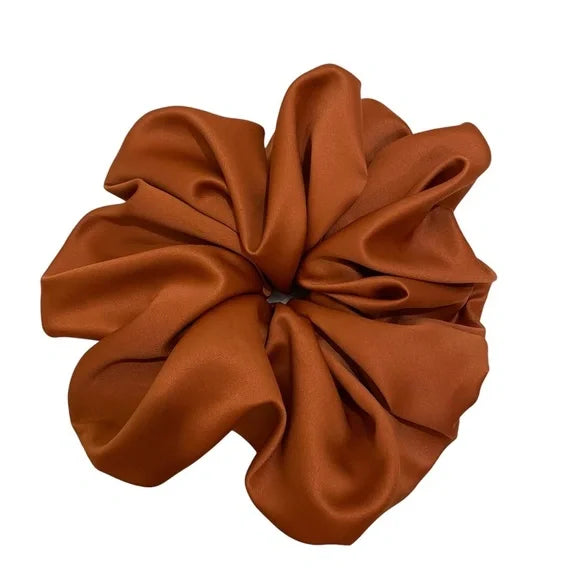 Satin Hair Scrunchie. Orange Rust XXL