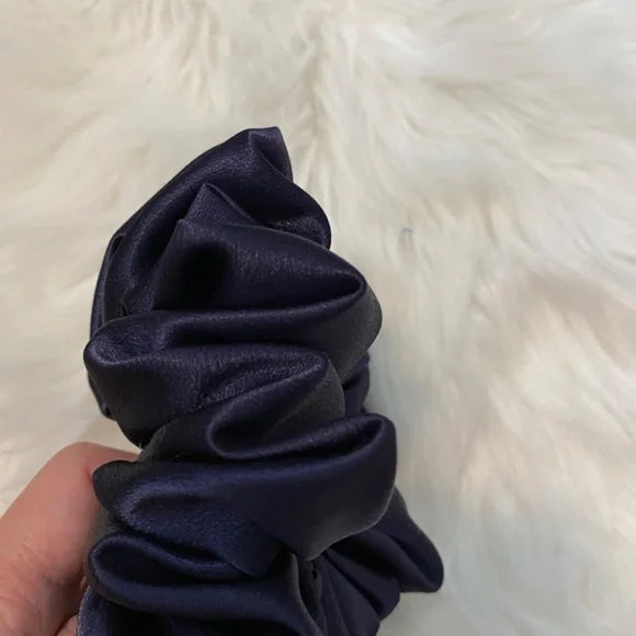 Satin Hair Scrunchie. Dark Purple. Medium