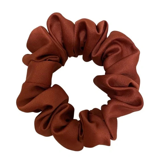 Satin Hair Scrunchie. Maroon. Mini