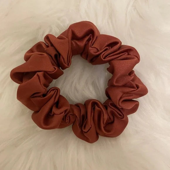 Satin Hair Scrunchie. Maroon. Mini