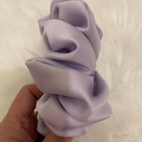 Satin Hair Scrunchie. Light Lavender. Medium
