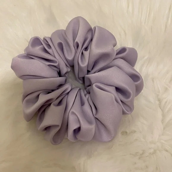 Satin Hair Scrunchie. Light Lavender. Medium