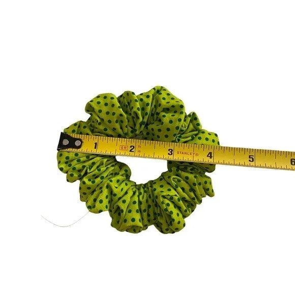 Small Green Polka Dot Cotton Scrunchie – 100% Cotton Hair Accessory for Ponytails & Buns