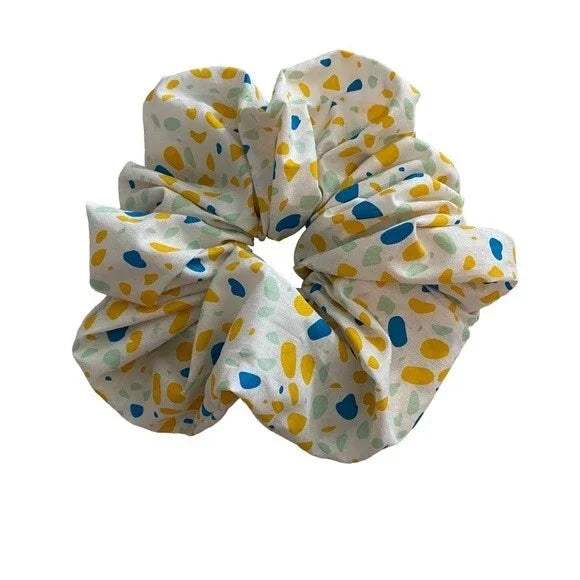 Hair Scrunchie. Watercolor Stains Print. Multicolor. Small (Mini).