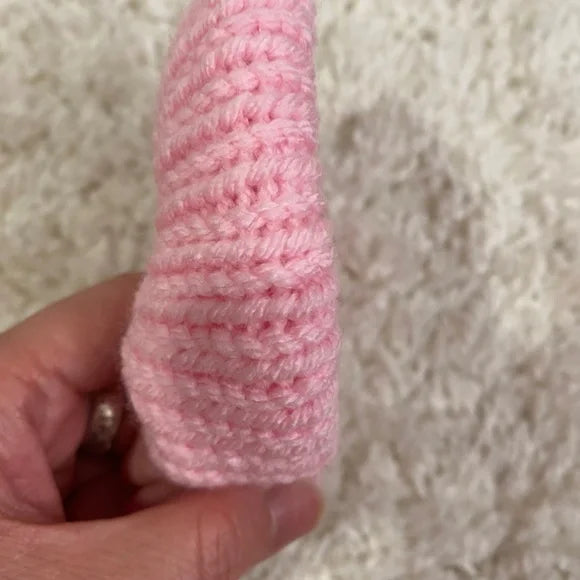 Women's Knitted Donut Shape Hair Scrunchie. Pink. Large.