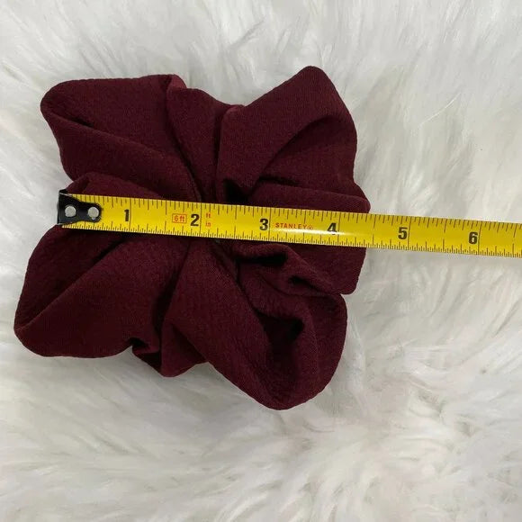 Medium Burgundy Stretch Scrunchie – 96% Polyester, 4% Spandex Hair Accessory for Ponytails & Buns