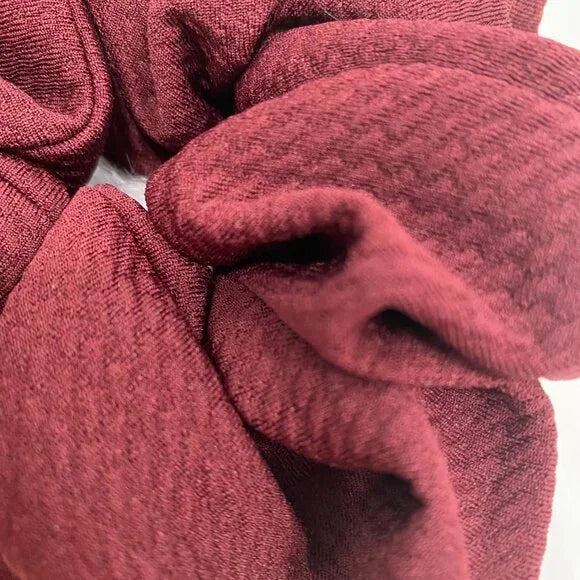 Medium Burgundy Stretch Scrunchie – 96% Polyester, 4% Spandex Hair Accessory for Ponytails & Buns