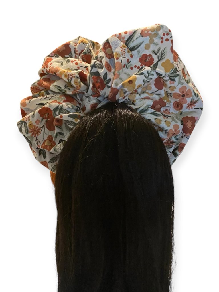 Handmade Autumn Floral Cotton Hair Scrunchie - Large