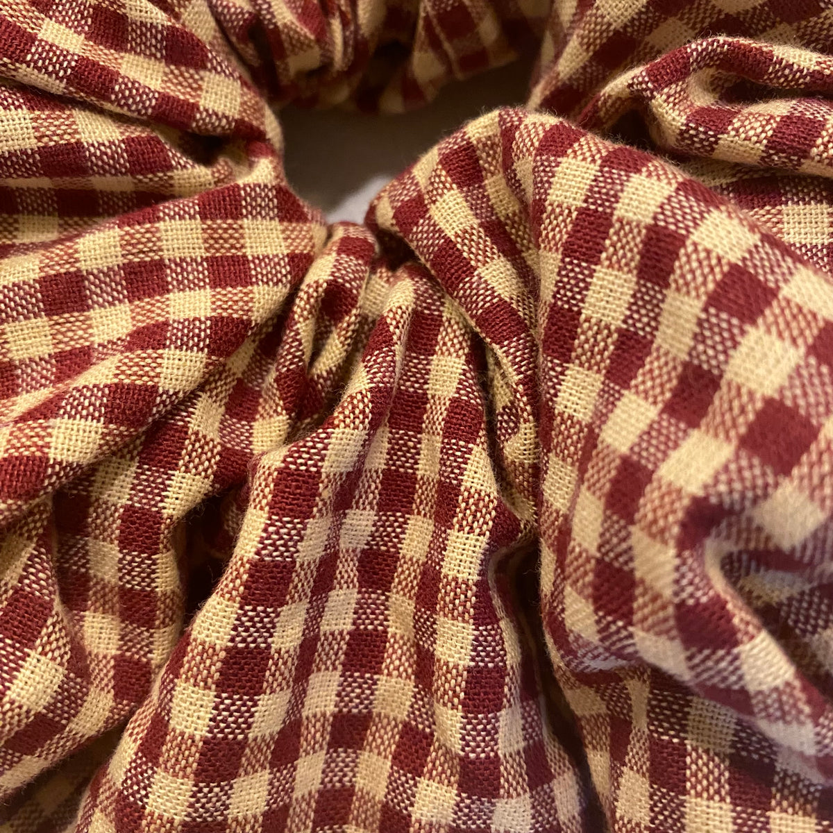 Handmade Red Gingham Cotton Hair Scrunchie - Extra Large