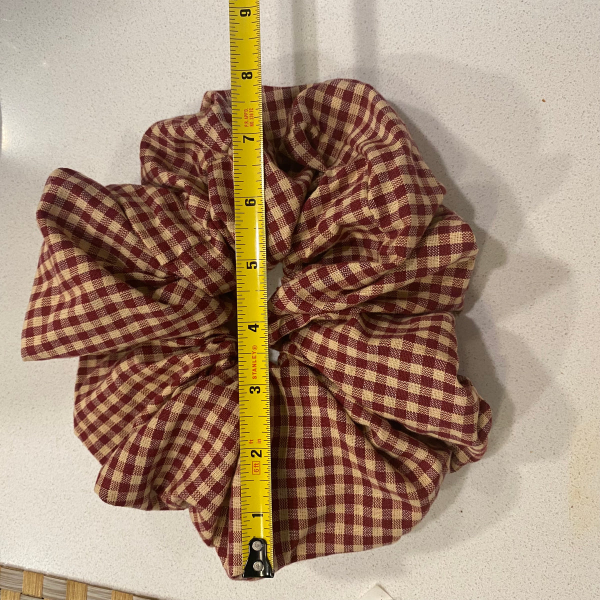 Handmade Red Gingham Cotton Hair Scrunchie - Extra Large