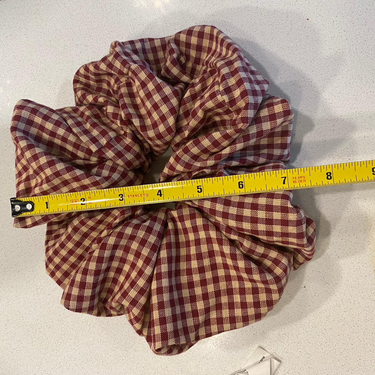 Handmade Red Gingham Cotton Hair Scrunchie - Extra Large