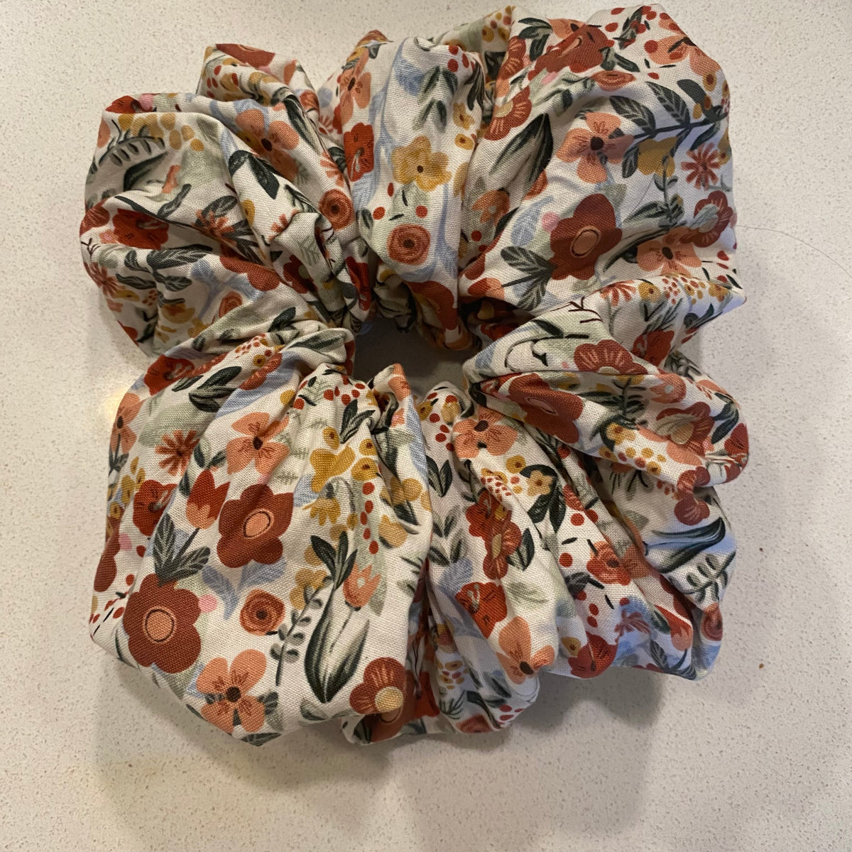 Handmade Autumn Floral Cotton Hair Scrunchie - Large