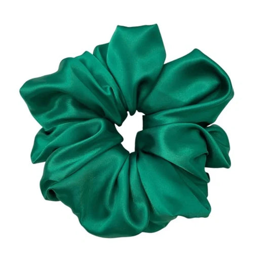 Poly Satin Hair Scrunchie. Green. XL