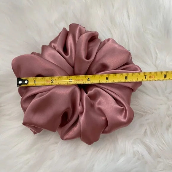 XL Rose Pink Satin Scrunchie – Extra Large 100% Polyester Hair Accessory for Ponytails & Buns