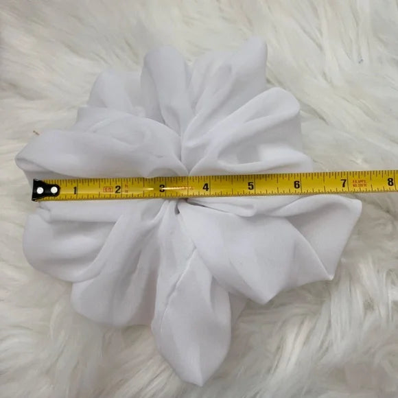 Poly Chiffon Hair Scrunchie. White. XL