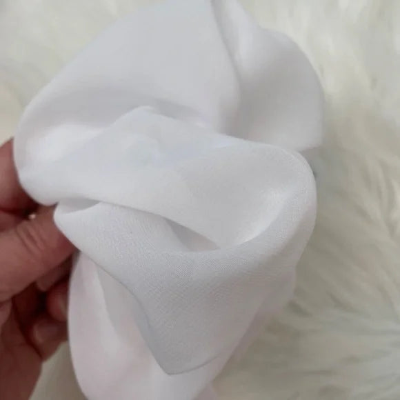 Poly Chiffon Hair Scrunchie. White. XL