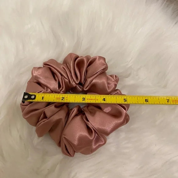 Poly Satin Hair Scrunchie. Rose Pink. Medium