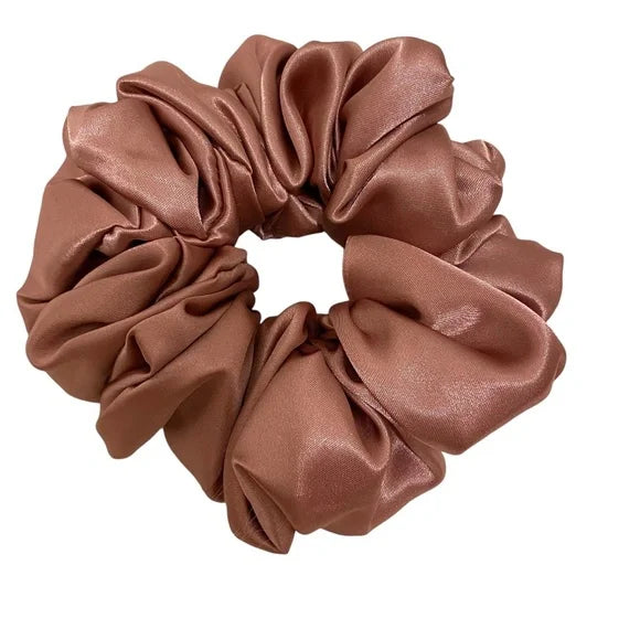Poly Satin Hair Scrunchie. Rose Pink. Medium