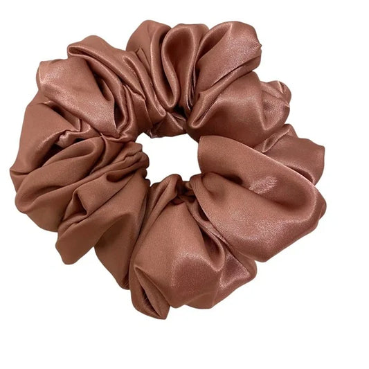 Poly Satin Hair Scrunchie. Rose Pink. Medium