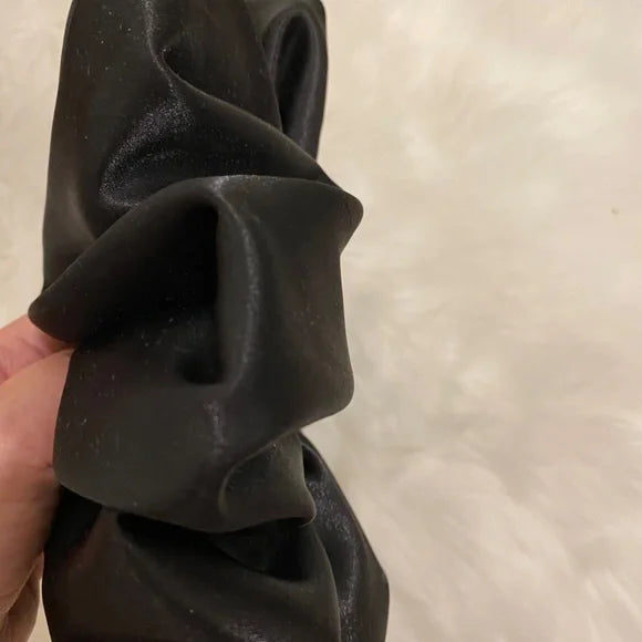 XXL Black Satin Scrunchie – Extra Large 100% Polyester Hair Accessory for Ponytails & Buns