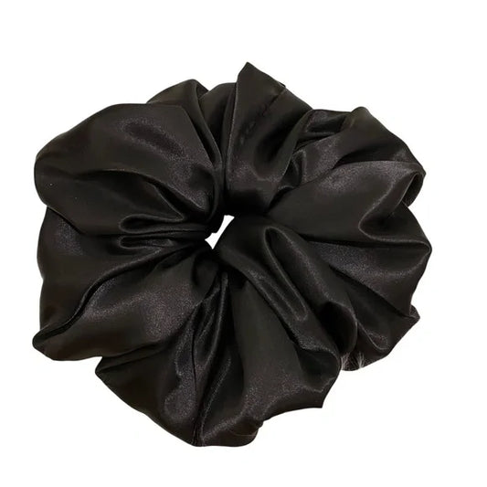 XXL Black Satin Scrunchie – Extra Large 100% Polyester Hair Accessory for Ponytails & Buns