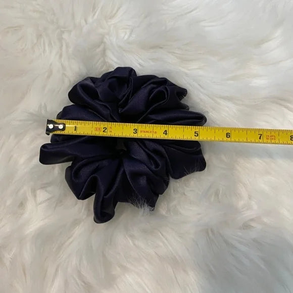 Satin Hair Scrunchie. Dark Purple. Medium