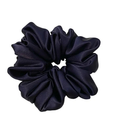 Satin Hair Scrunchie. Dark Purple. Medium