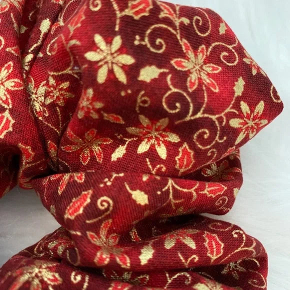 Christmas Hair Scrunchie. Christmas Print.Red Multicolor . Medium