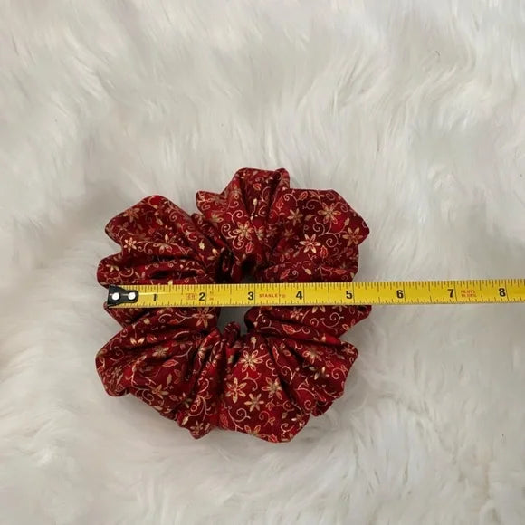 Christmas Hair Scrunchie. Christmas Print.Red Multicolor . Medium