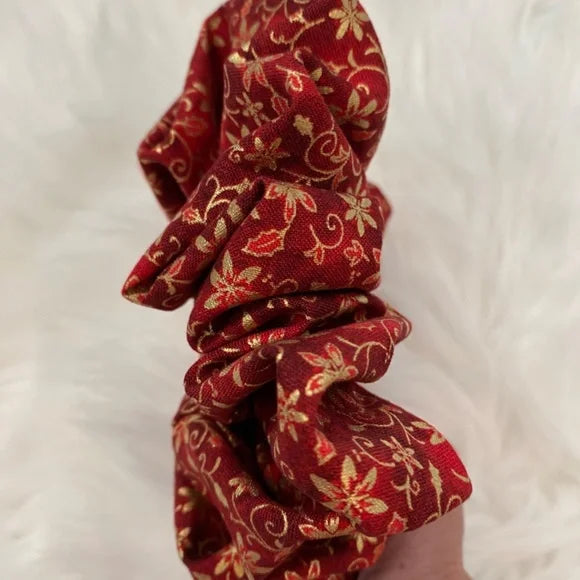 Christmas Hair Scrunchie. Christmas Print.Red Multicolor . Medium