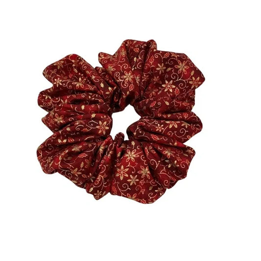 Christmas Hair Scrunchie. Christmas Print.Red Multicolor . Medium