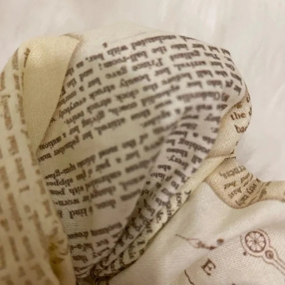 Book Pages Print Hair Scrunchie. Multicolor . Medium.