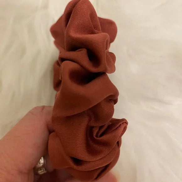 Satin Hair Scrunchie. Maroon. Mini