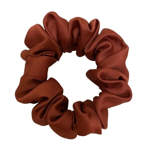 Satin Hair Scrunchie. Maroon. Mini