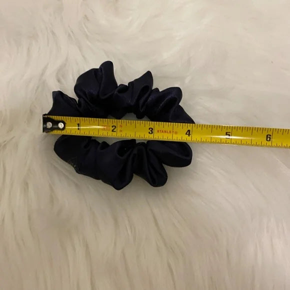 Small Dark Purple Satin Scrunchie – 100% Polyester, No-Damage Hair Accessory for Ponytails & Buns.