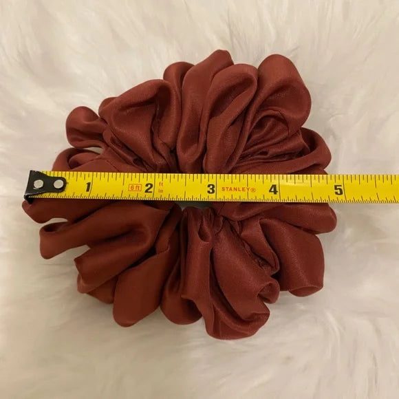 Satin Hair Scrunchie. Maroon. Medium