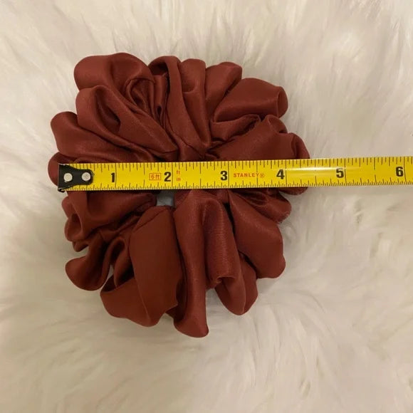 Satin Hair Scrunchie. Maroon. Medium