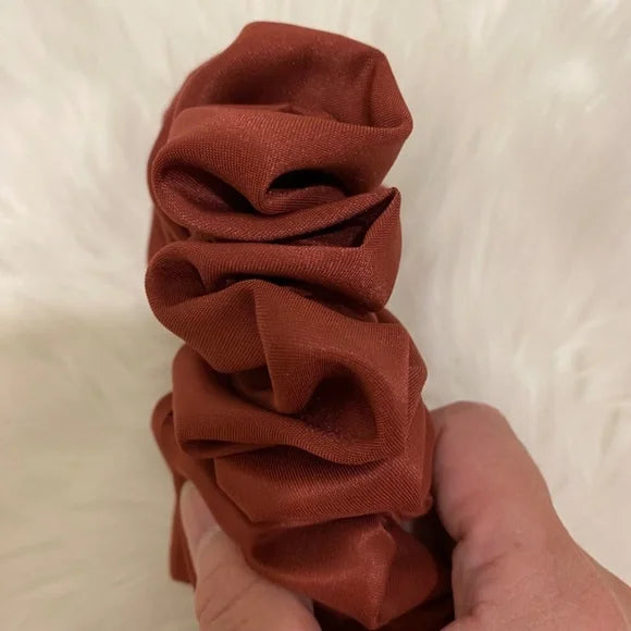 Satin Hair Scrunchie. Maroon. Medium