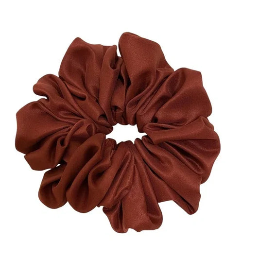 Satin Hair Scrunchie. Maroon. Medium