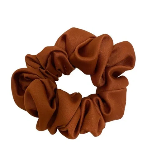Small Rust Satin Scrunchie – 100% Polyester Hair Accessory for Ponytails & Buns