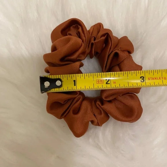 Small Rust Satin Scrunchie – 100% Polyester Hair Accessory for Ponytails & Buns