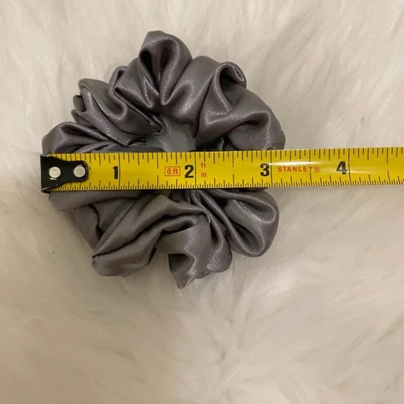 Small Gray Satin Scrunchie – 100% Polyester Hair Accessory for Ponytails & Buns