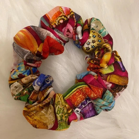 Perfume Bottles Print Hair Scrunchie. Multicolor . Small (Mini).