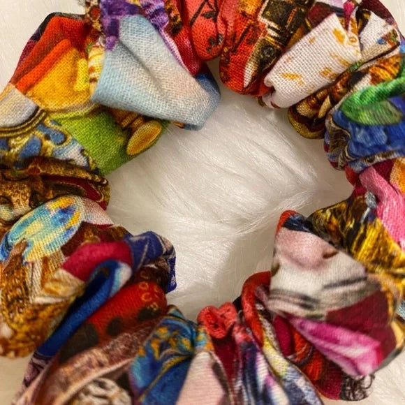 Perfume Bottles Print Hair Scrunchie. Multicolor . Small (Mini).